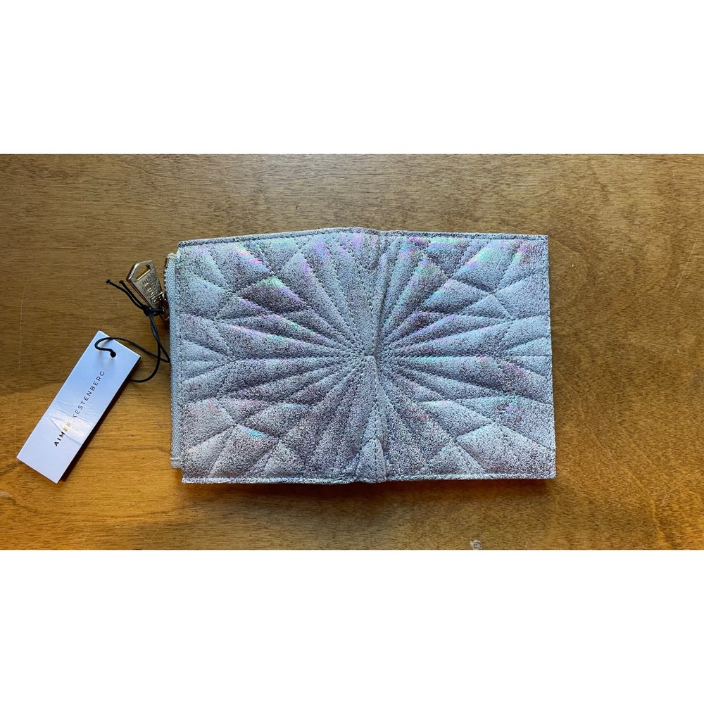 Aimee Kestenberg Iridescent Metallic Quilted Bifold Wallet Silver Holographic